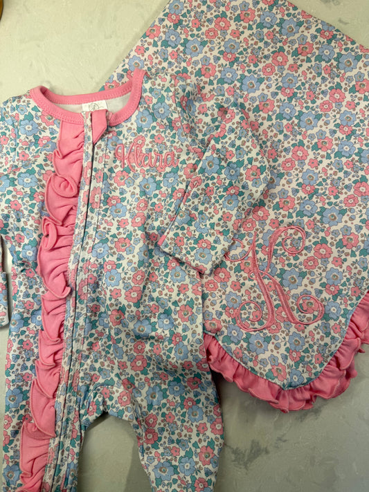 Floral Ruffle Blanket